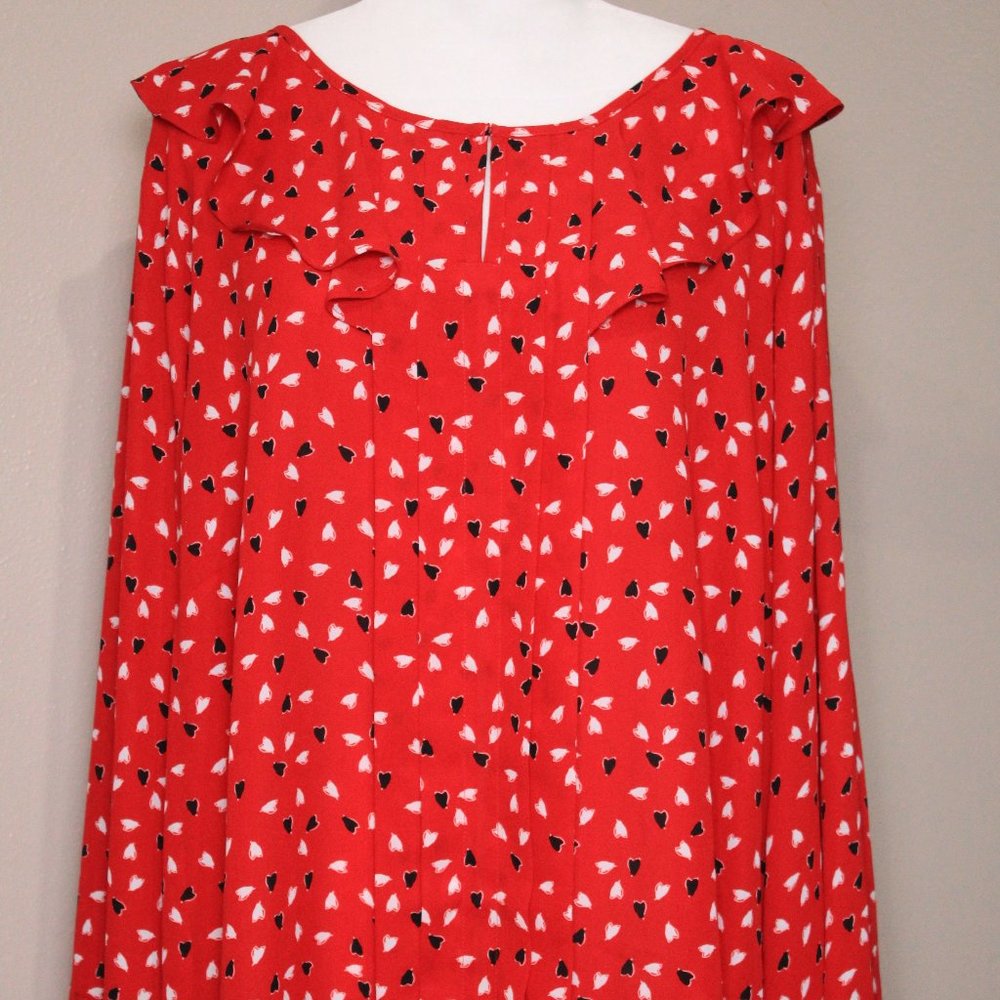 Liz Claiborne Women’s Popover Long Sleeve Tiny Hearts Print Size 3X